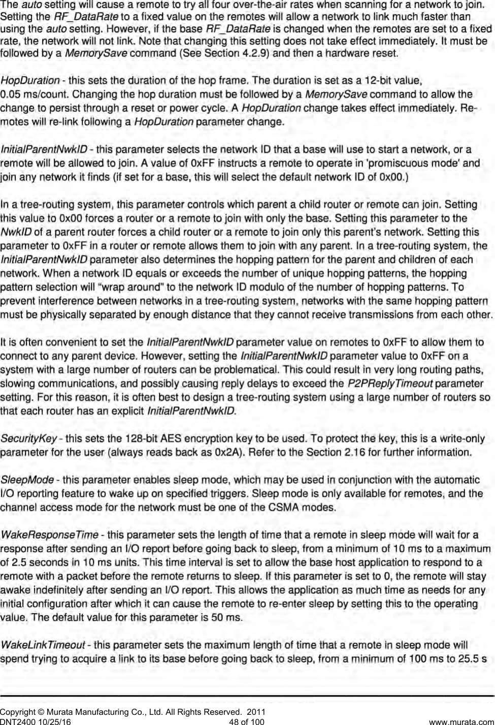 Page 49 of Murata Electronics North America DNT2400P 2.4GHz Transceiver Module User Manual 16 0346   Exhibit Cover