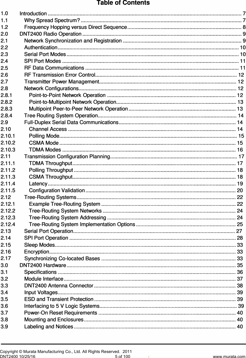 Page 6 of Murata Electronics North America DNT2400P 2.4GHz Transceiver Module User Manual 16 0346   Exhibit Cover