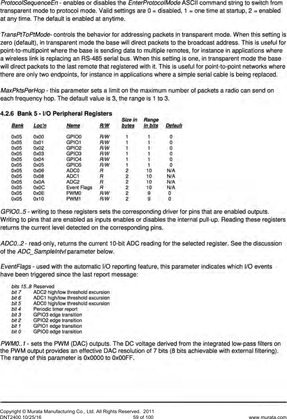 Page 11 of Murata Electronics North America DNT2400P 2.4GHz Transceiver Module User Manual 16 0346   Exhibit Cover