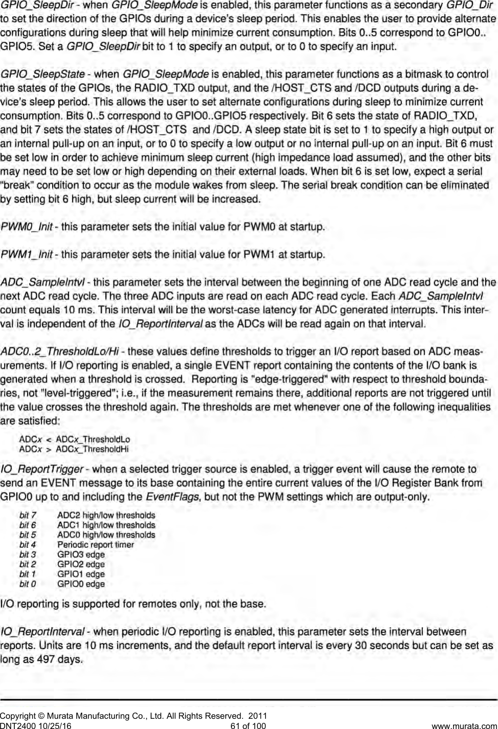Page 13 of Murata Electronics North America DNT2400P 2.4GHz Transceiver Module User Manual 16 0346   Exhibit Cover