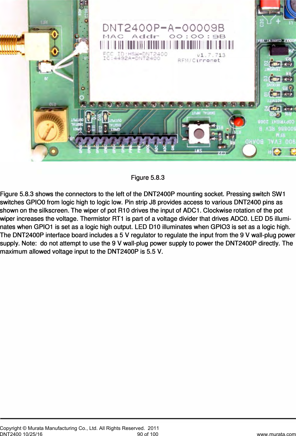 Page 42 of Murata Electronics North America DNT2400P 2.4GHz Transceiver Module User Manual 16 0346   Exhibit Cover