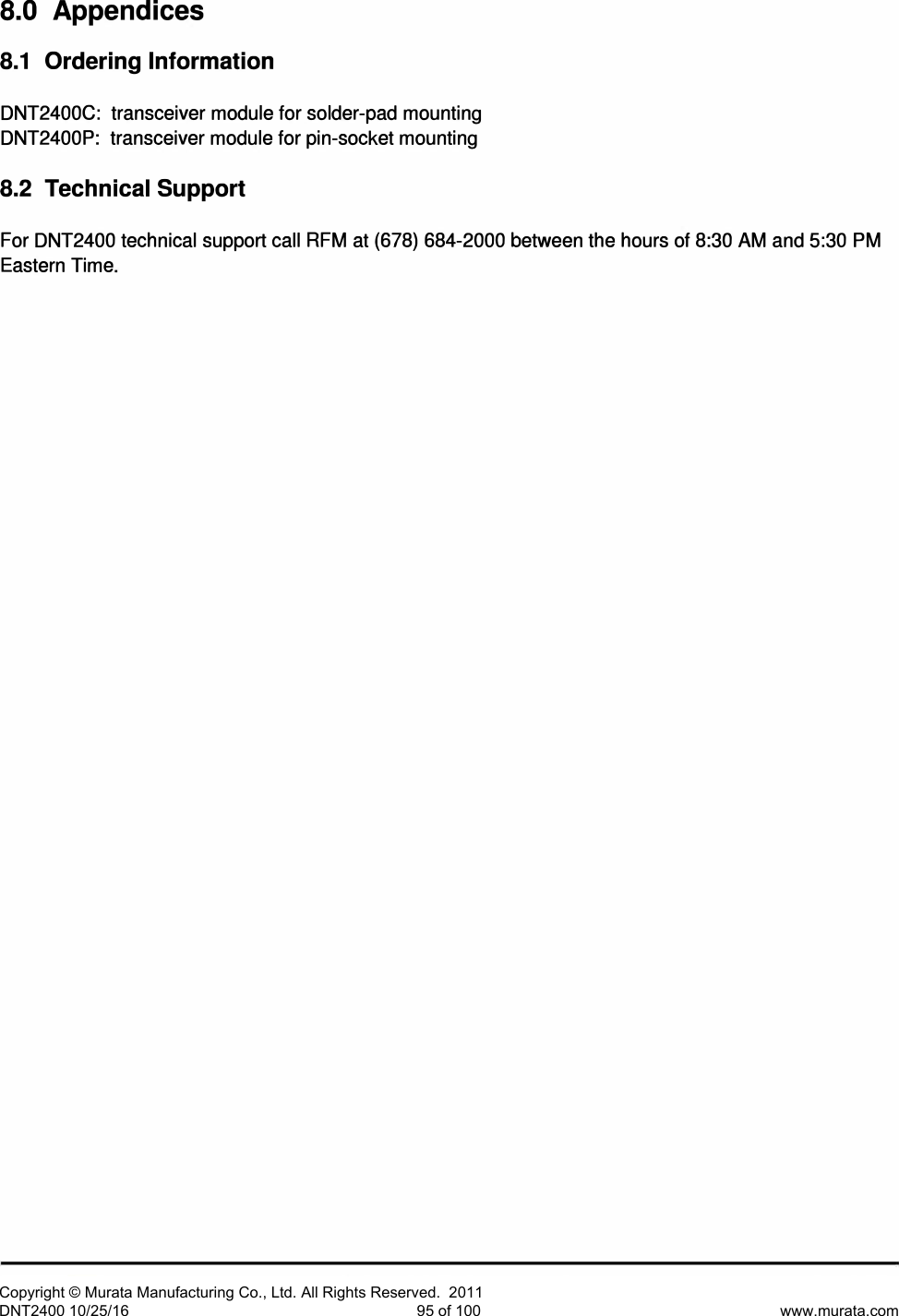 Page 47 of Murata Electronics North America DNT2400P 2.4GHz Transceiver Module User Manual 16 0346   Exhibit Cover