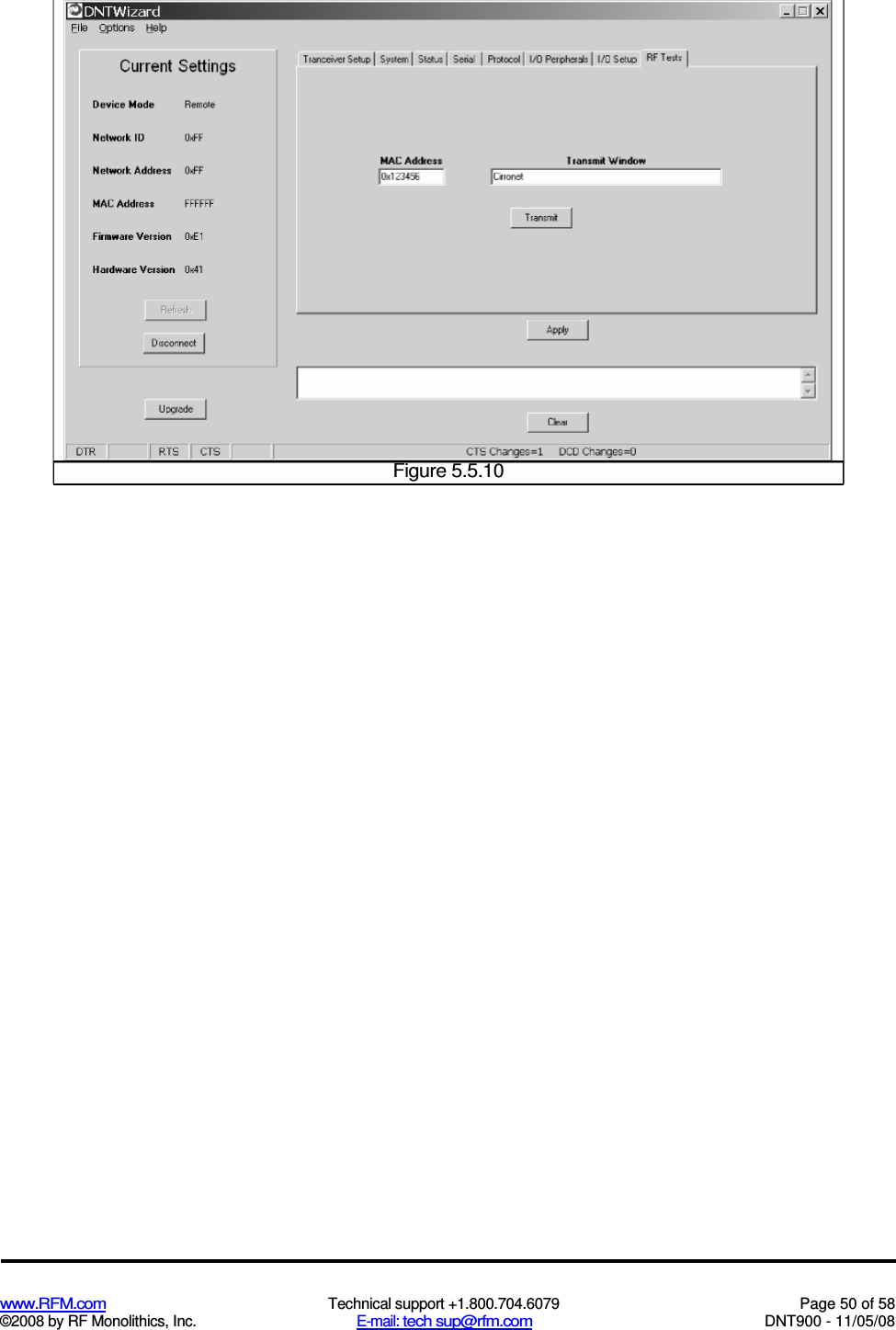  www.RFM.com  Technical support +1.800.704.6079  Page 50 of 58 ©2008 by RF Monolithics, Inc.  E-mail: tech sup@rfm.com  DNT900 - 11/05/08   Figure 5.5.10 