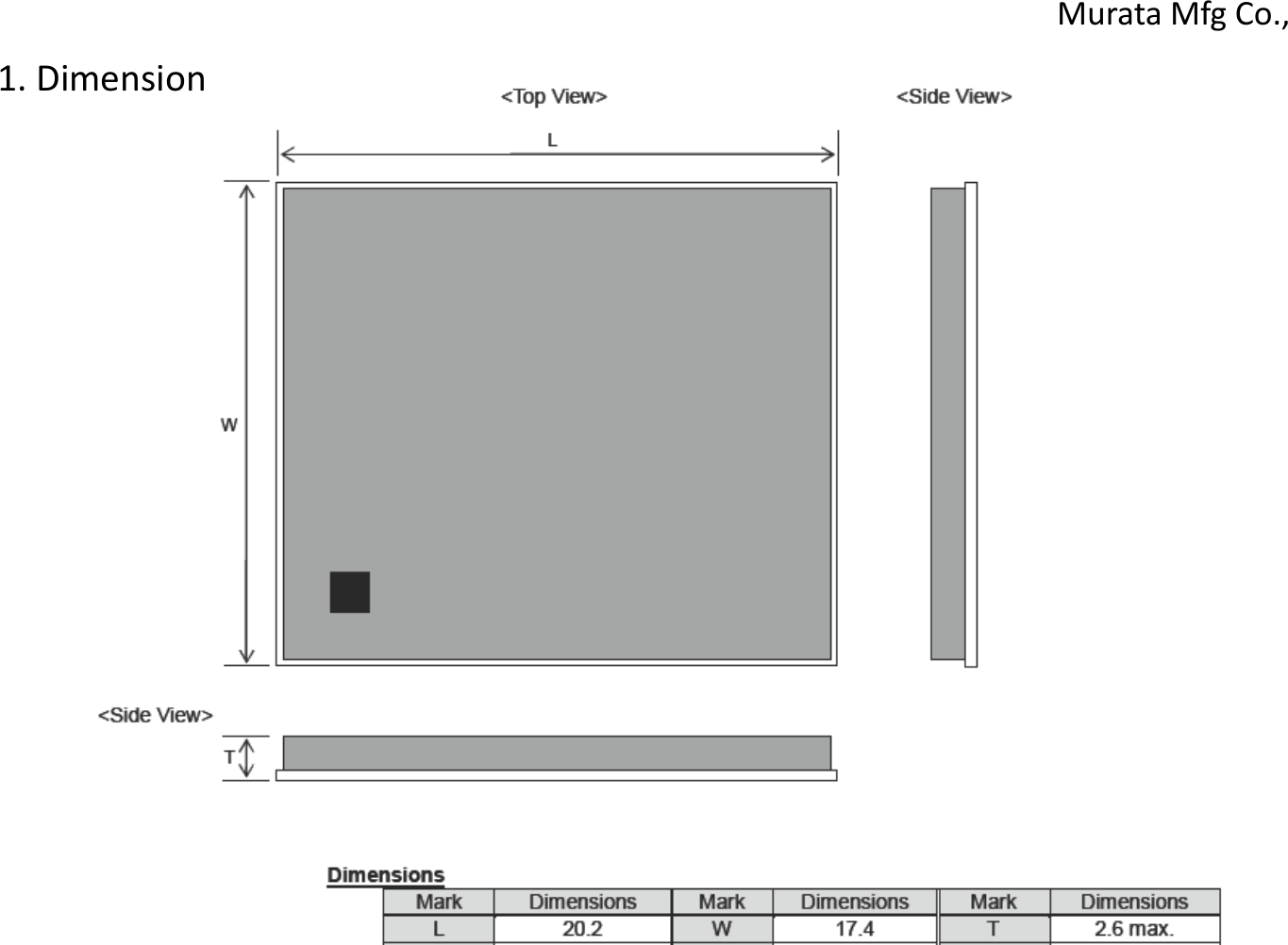1. Dimension Murata Mfg Co., 