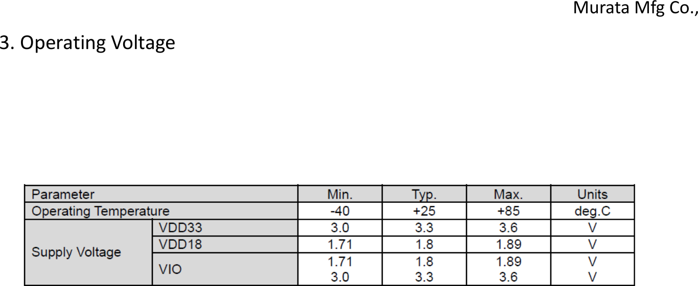 3. Operating Voltage Murata Mfg Co., 
