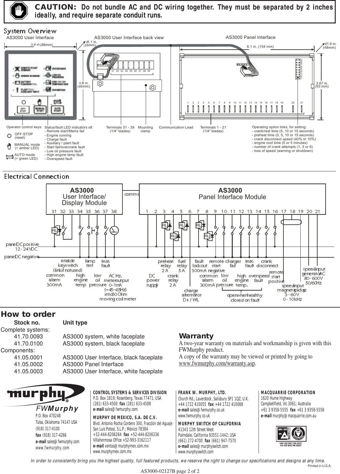 Murphy Automatic Engine Controller As3000 Users Manual 02127B/art