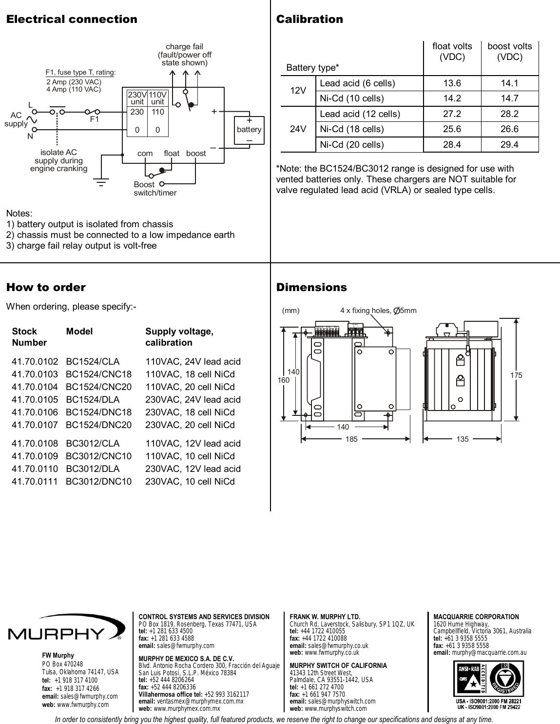Page 2 of 2 - Murphy Murphy-Bc1524-Users-Manual- BC1524 And BC3012 Battery Charger Bulletin  Murphy-bc1524-users-manual