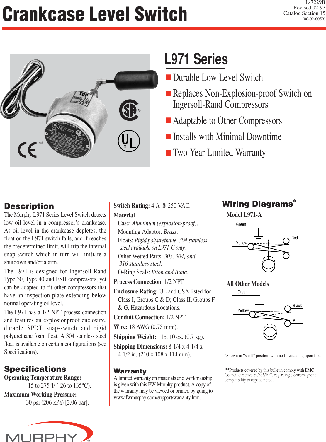 Murphy L971 Series Users ManualL 7229B Art NEW manual