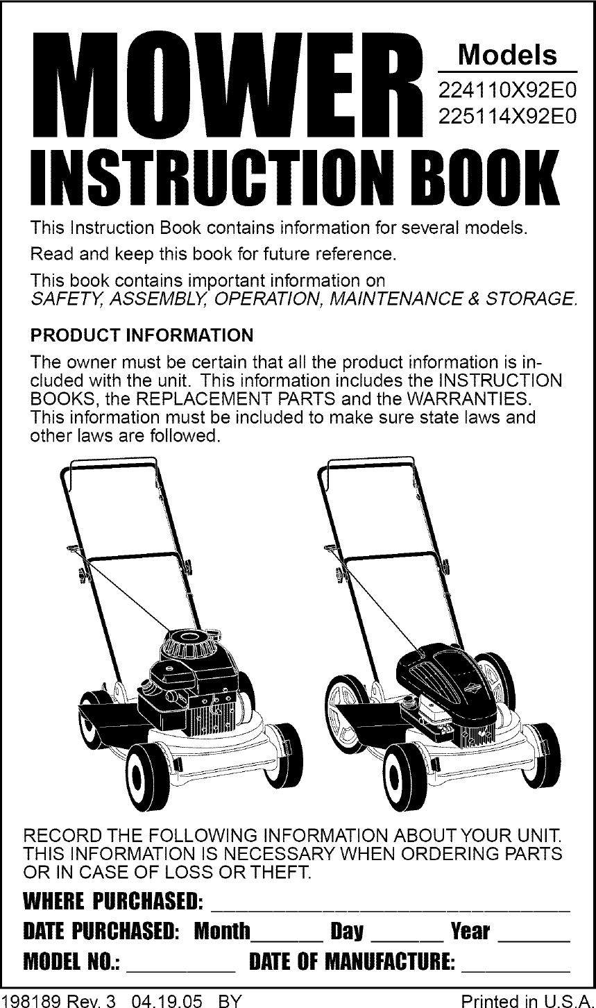 Murray Lawn Mowers Manual