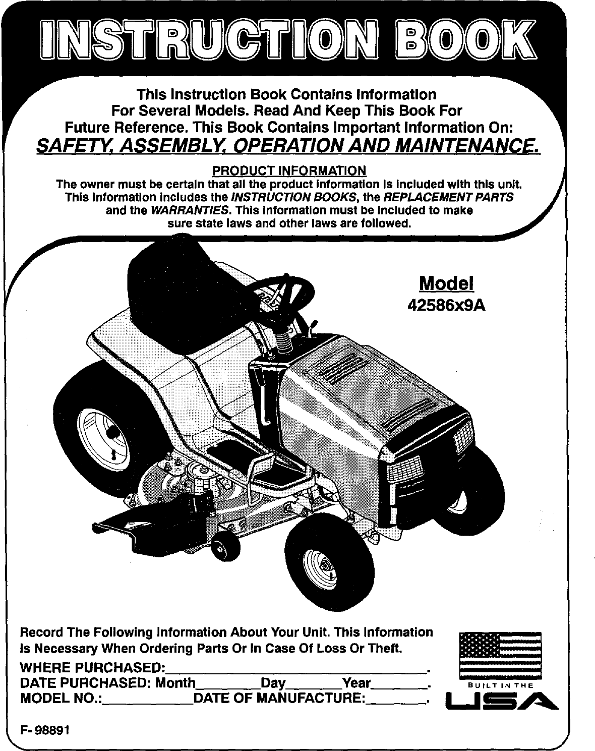 Murray 42586X9A User Manual LAWN MOWER 20 0 H P 46 Manuals And Guides 