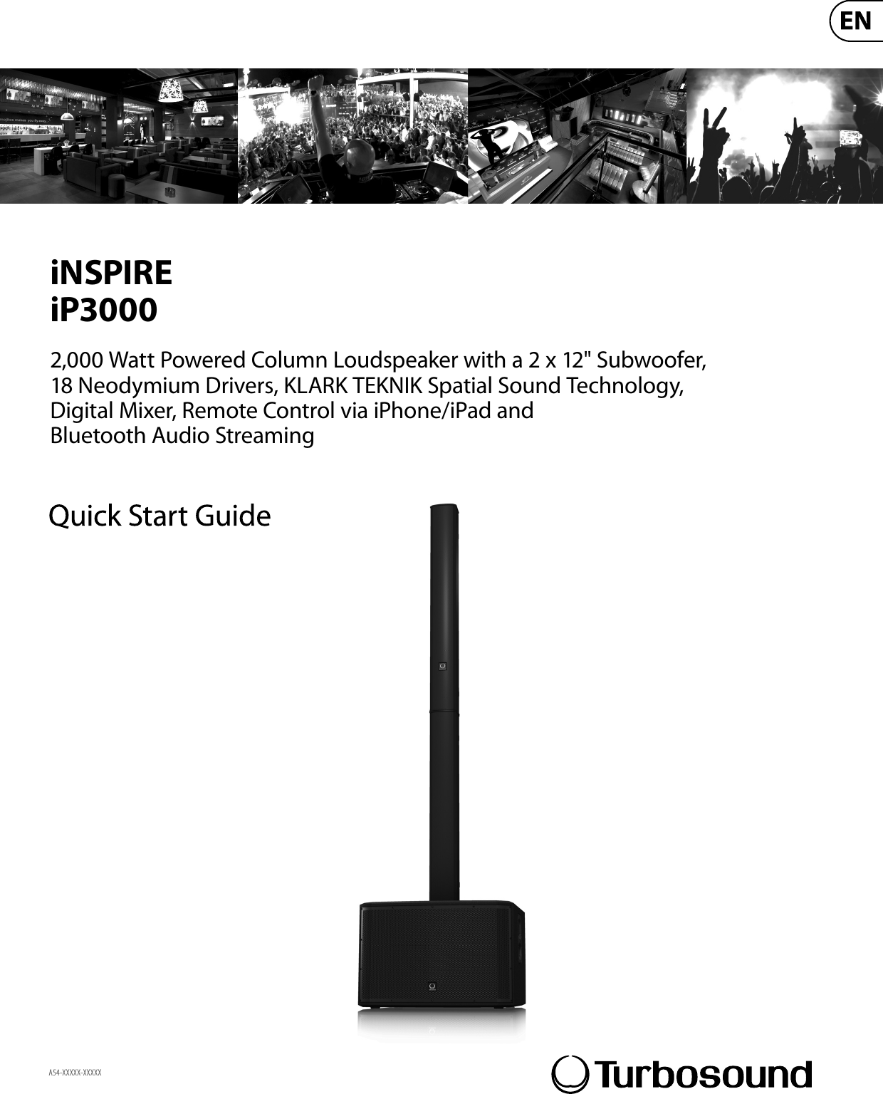 iNSPIREiP30002,000 Watt Powered Column Loudspeaker with a 2 x 12&quot; Subwoofer,18 Neodymium Drivers, KLARK TEKNIK Spatial Sound Technology,Digital Mixer, Remote Control via iPhone/iPad andBluetooth Audio StreamingA54-XXXXX-XXXXX