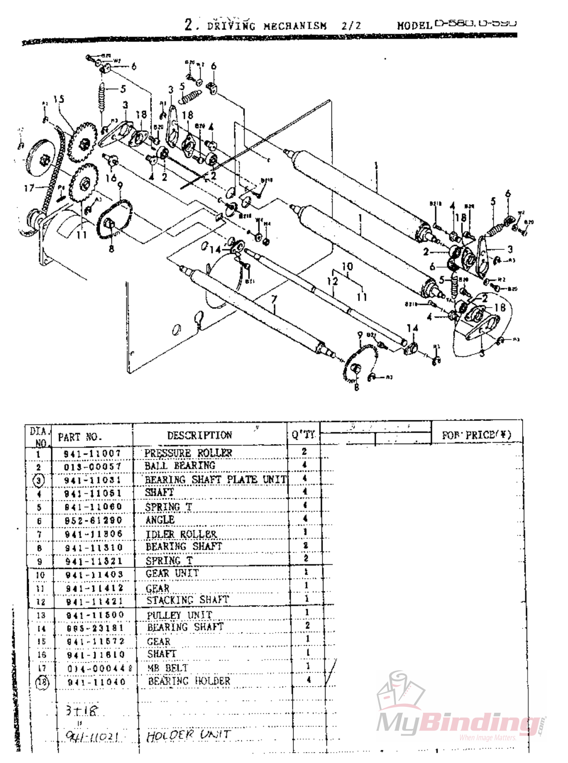 Mybinding Duplo D580 D590 Parts User Manual