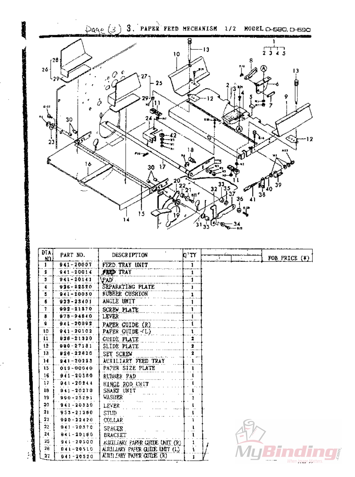 Mybinding Duplo D580 D590 Parts User Manual