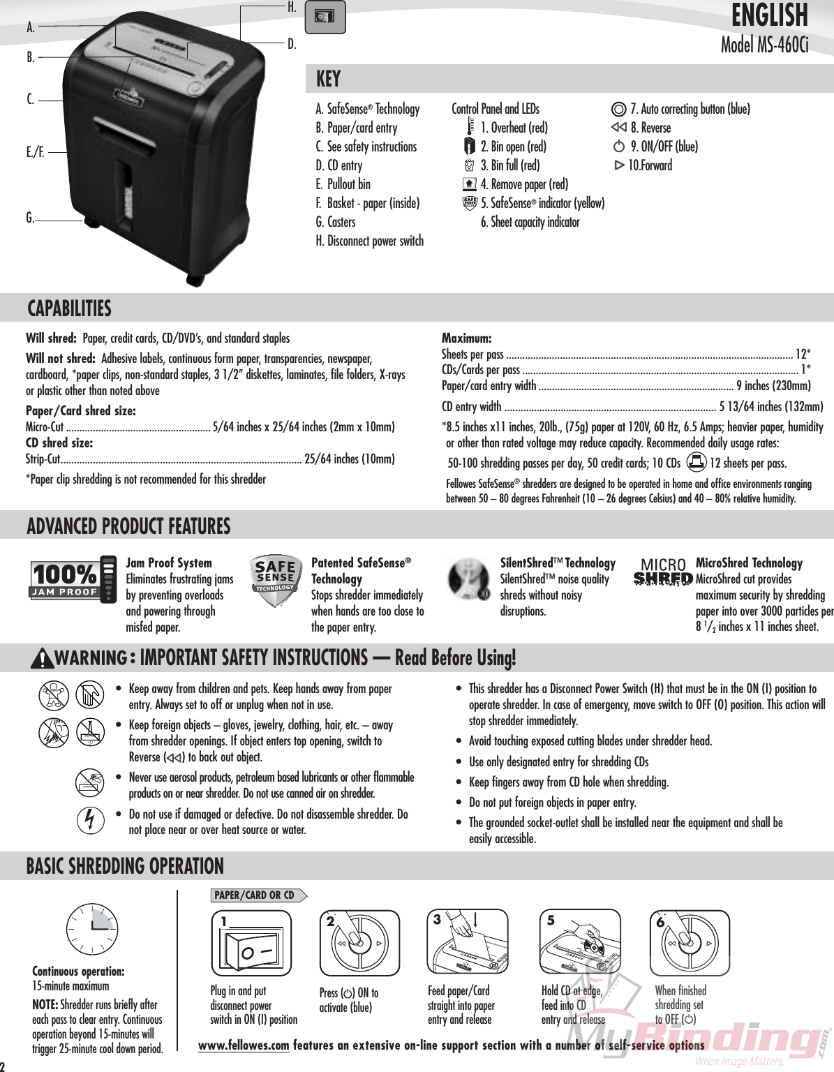 Page 3 of 5 - MyBinding Fellowes-Ms460Ci-Ps-2008-Manual User Manual