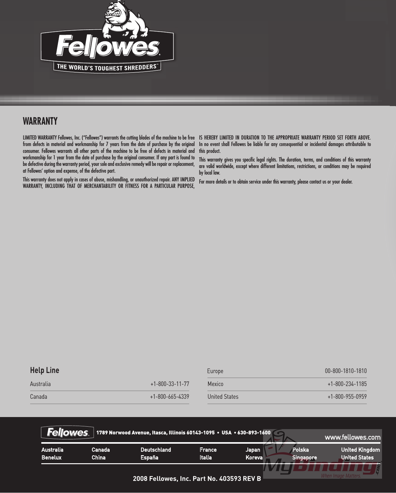 Page 5 of 5 - MyBinding Fellowes-Ms460Ci-Ps-2008-Manual User Manual