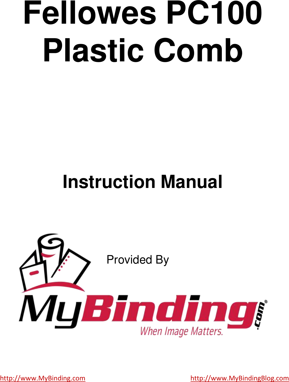 Page 1 of 5 - MyBinding Fellowes-Pc100-Bind-Manual User Manual