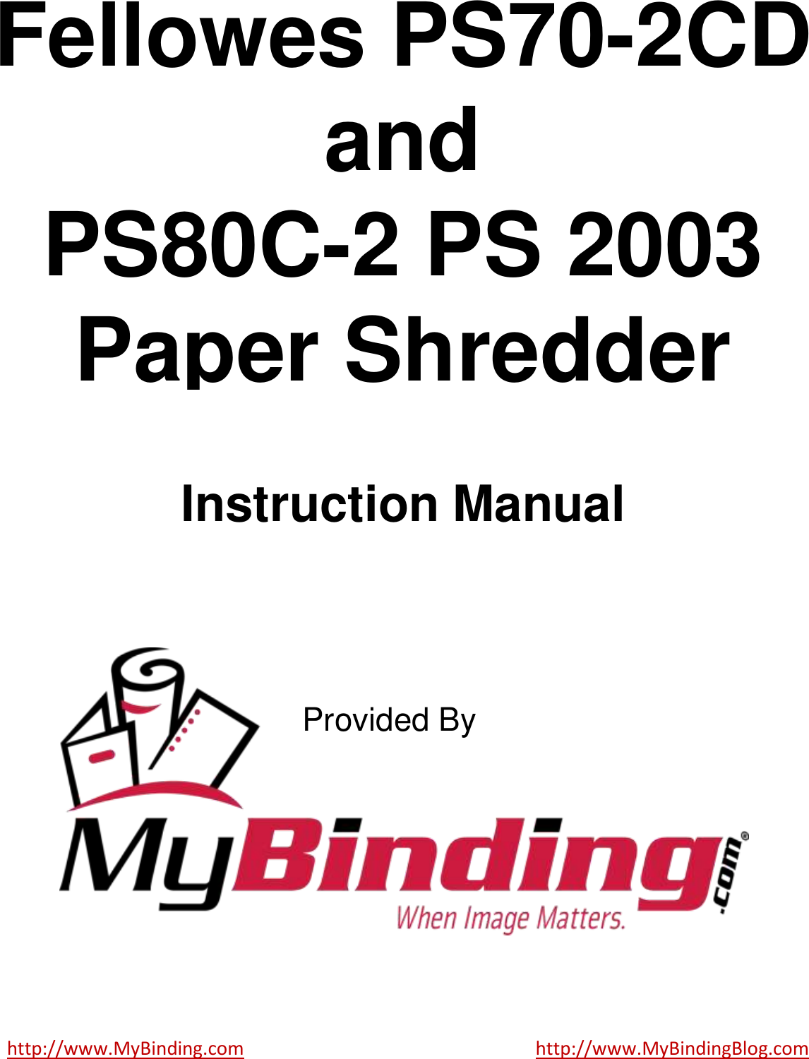 Page 1 of 5 - MyBinding Fellowes-Ps70-2Cd-Ps80C-2-Ps-2003-Manual User Manual