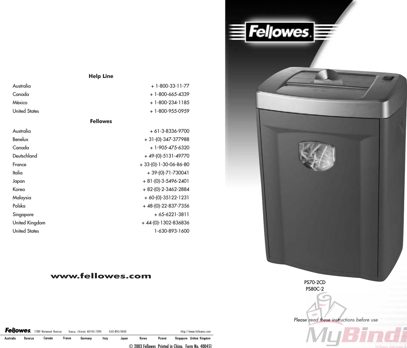 Page 2 of 5 - MyBinding Fellowes-Ps70-2Cd-Ps80C-2-Ps-2003-Manual User Manual