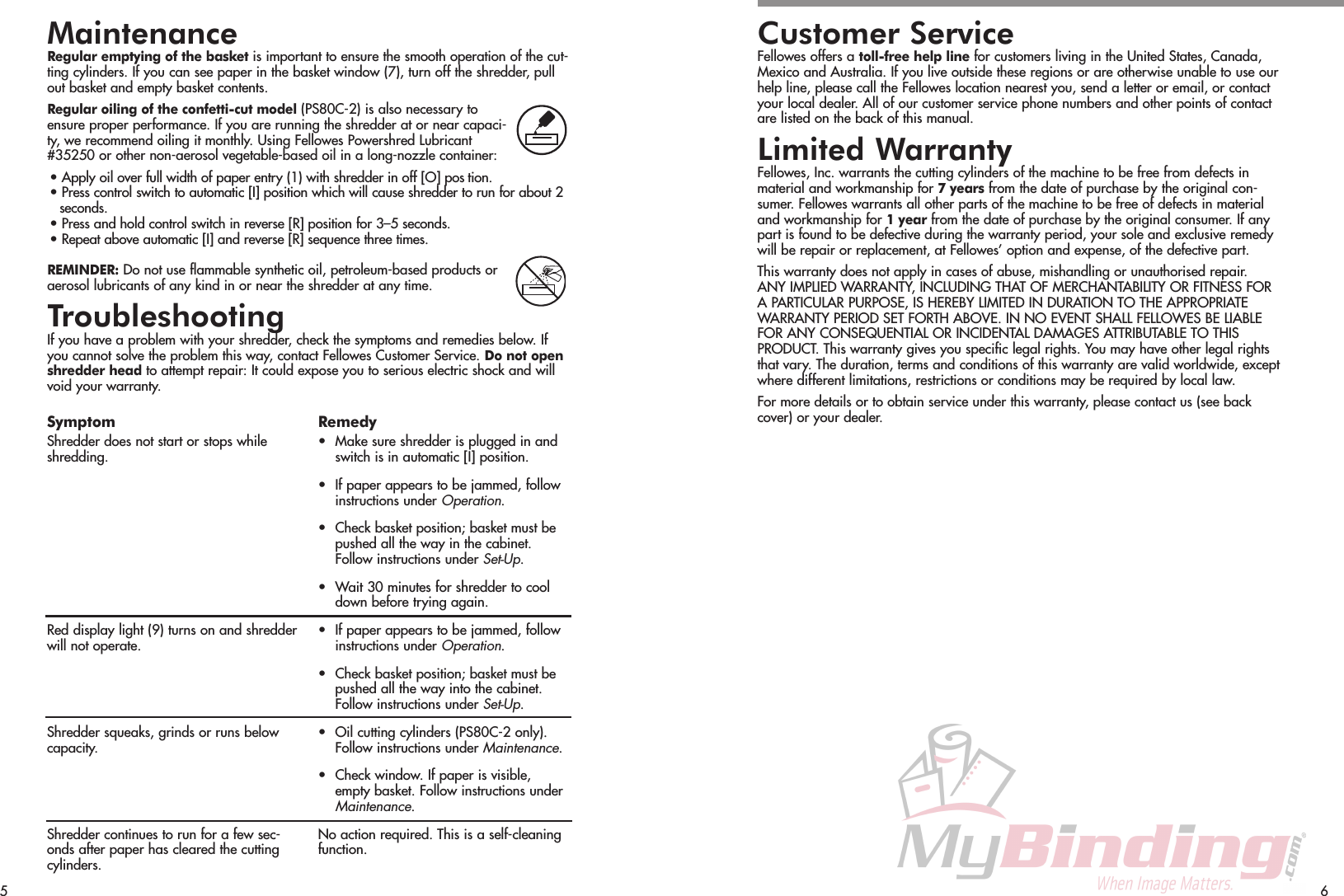 Page 5 of 5 - MyBinding Fellowes-Ps70-2Cd-Ps80C-2-Ps-2003-Manual User Manual