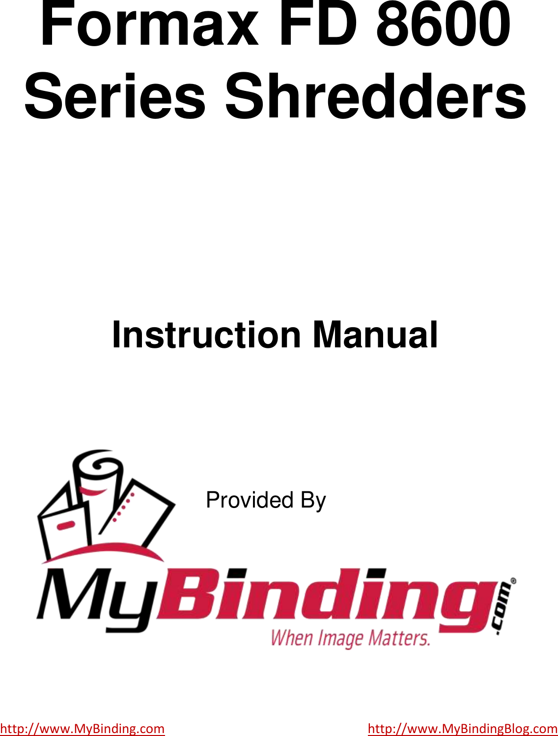 Page 1 of 3 - MyBinding Formax-Fd-8600-Manual User Manual