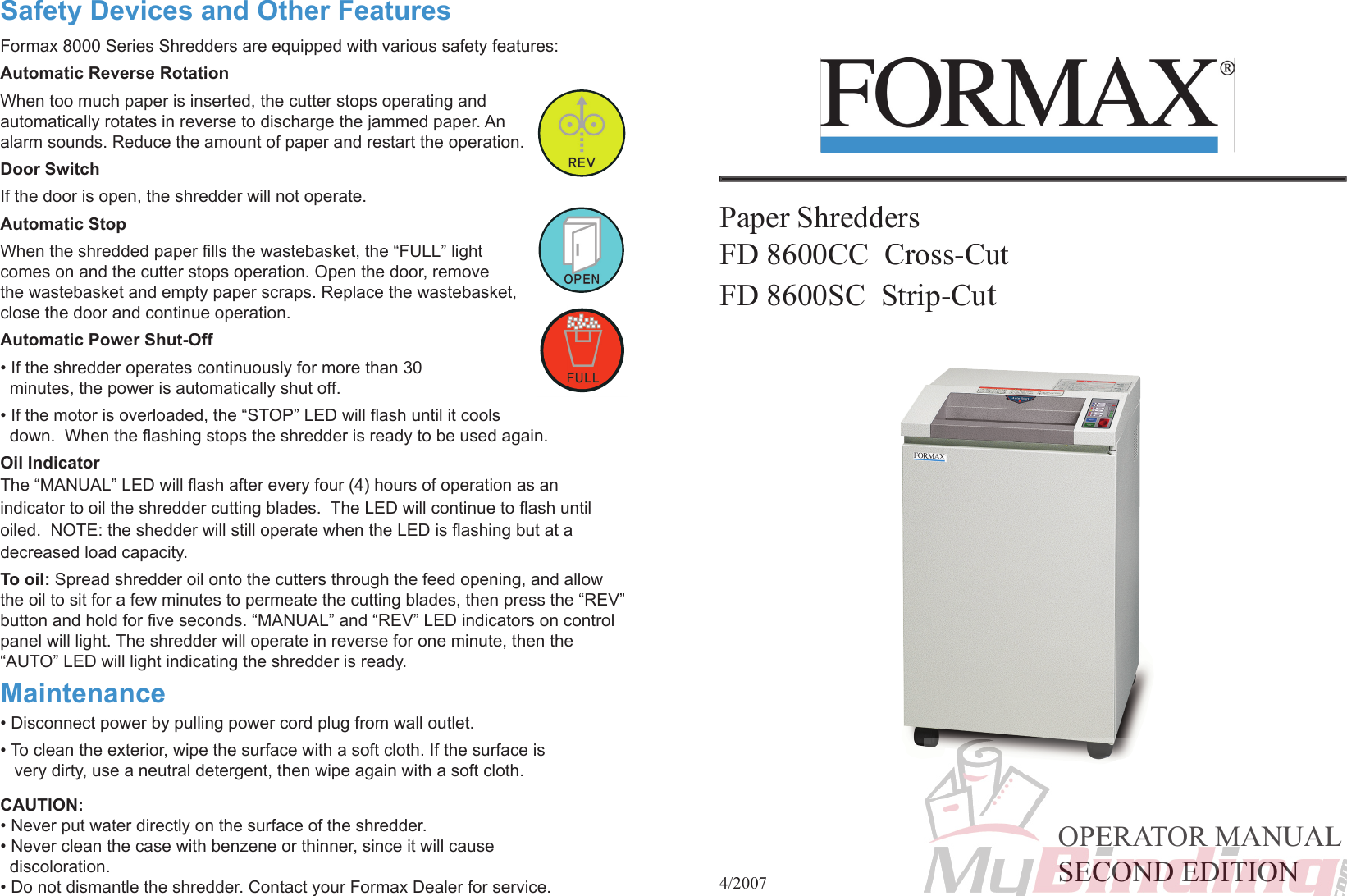 Page 2 of 3 - MyBinding Formax-Fd-8600-Manual User Manual