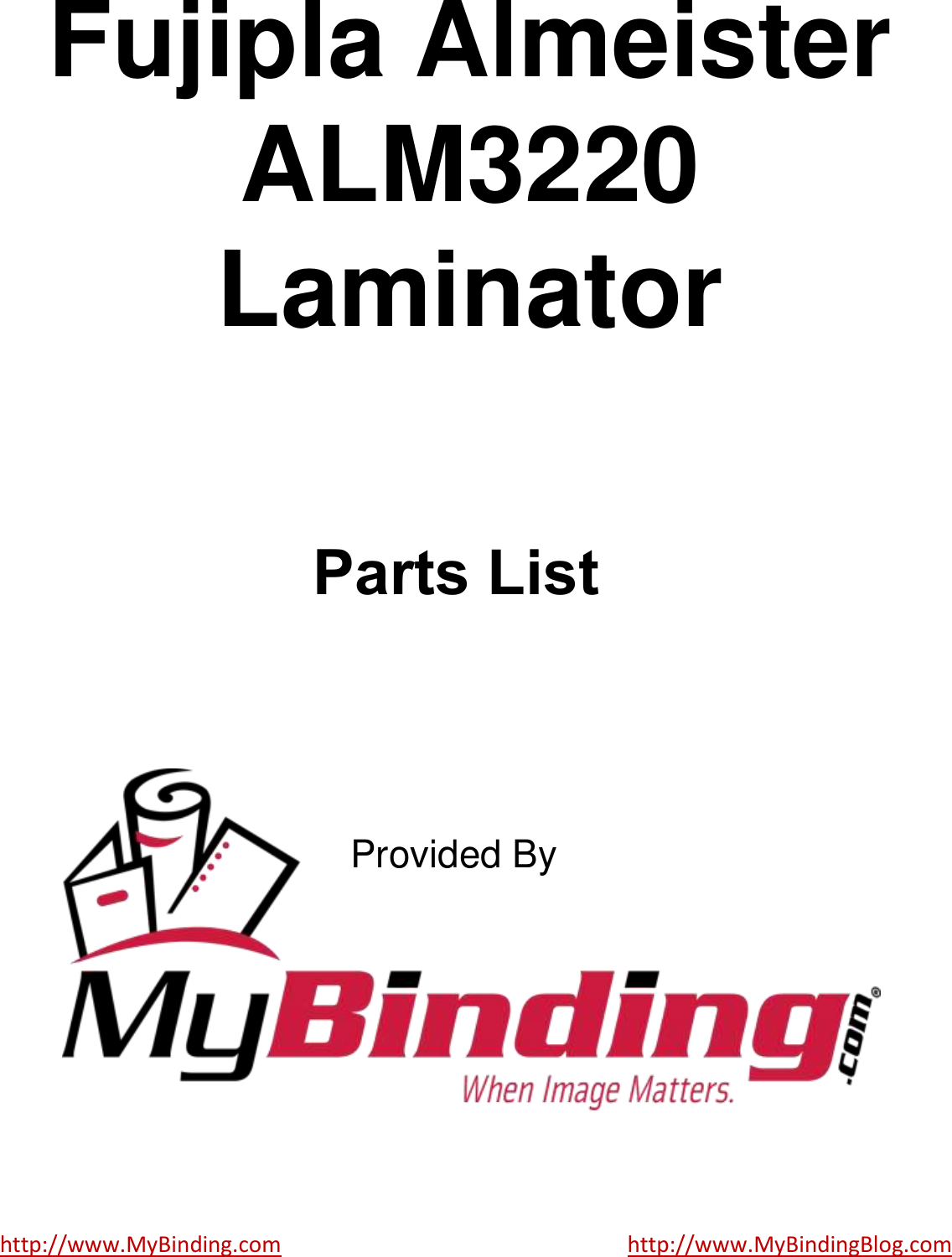 Page 1 of 11 - MyBinding Fujipla-Alm3220-Parts-List User Manual Fuji Pla-ALM3220-Parts-List