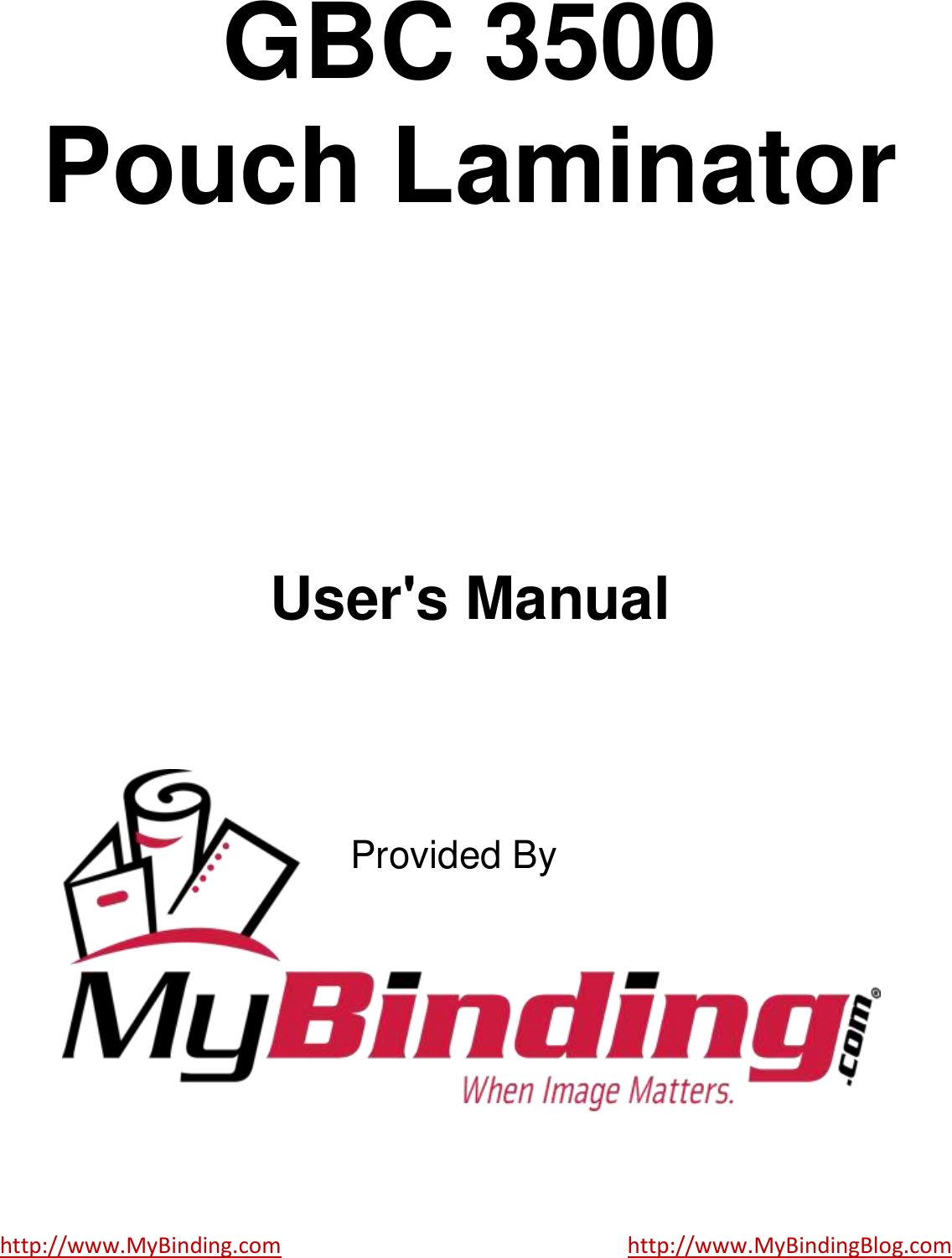 Page 1 of 12 - MyBinding Gbc-3500-Pouch-Laminator-Users-Manual User Manual