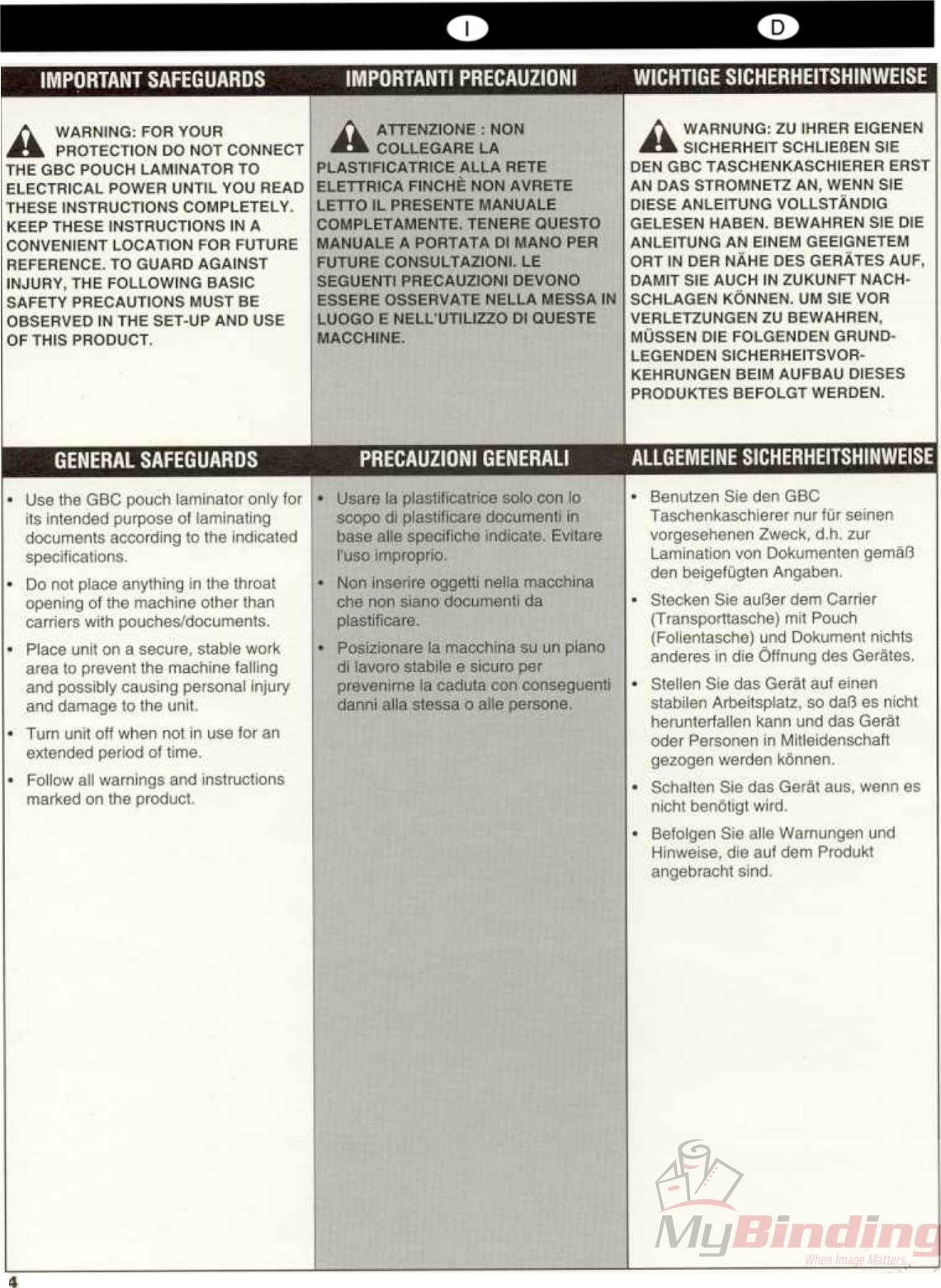 Page 4 of 12 - MyBinding Gbc-3500-Pouch-Laminator-Users-Manual User Manual