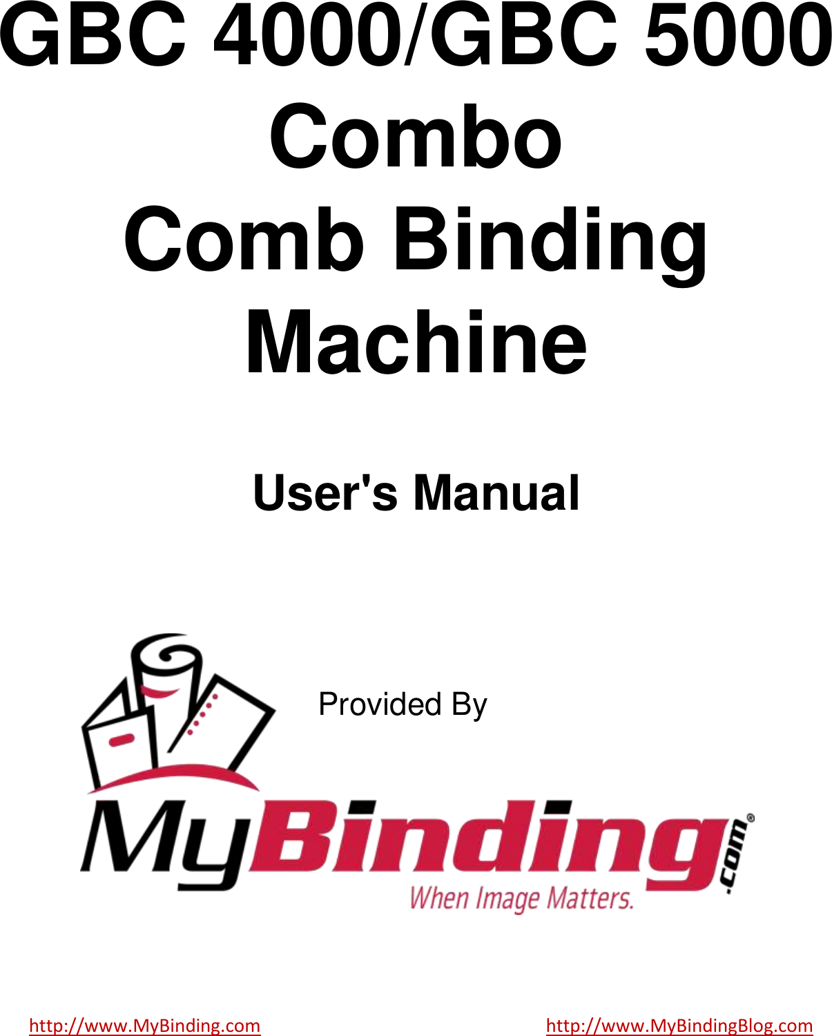 Page 1 of 12 - MyBinding Gbc-4000-5000-Combo-Comb-Binding-Machine-Users-Manual User Manual