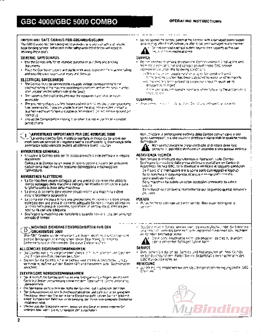 Page 2 of 12 - MyBinding Gbc-4000-5000-Combo-Comb-Binding-Machine-Users-Manual User Manual