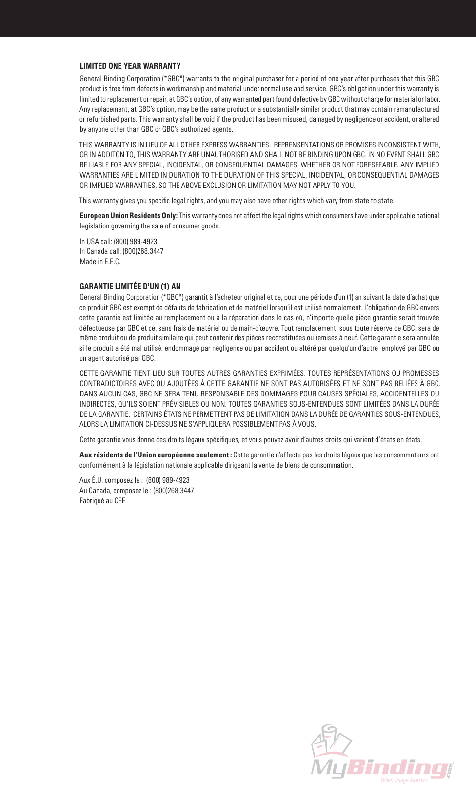 Page 5 of 7 - MyBinding Gbc-C340-C450E-Comb-Binding-Machine-Users-Manual User Manual