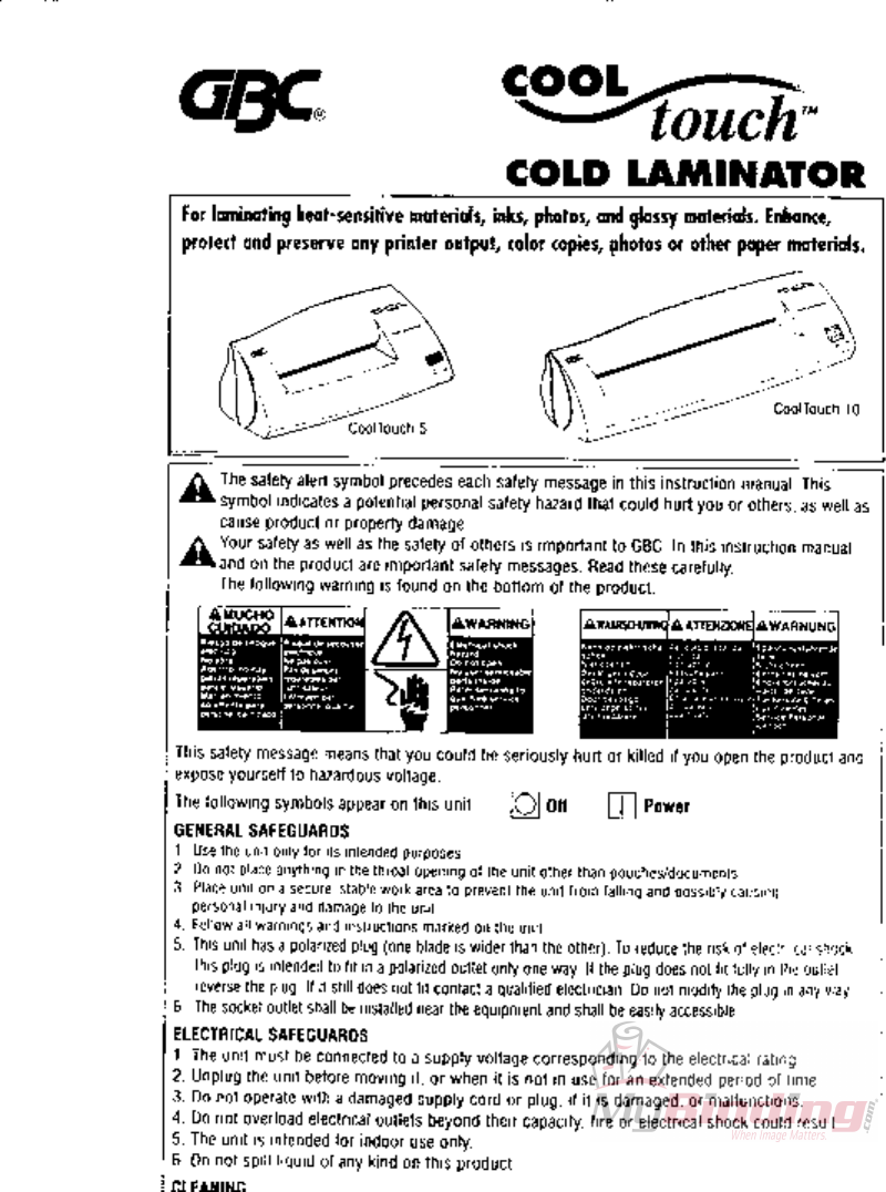 Page 2 of 3 - MyBinding Gbc-Cool-Touch-Laminator-Users-Manual User Manual