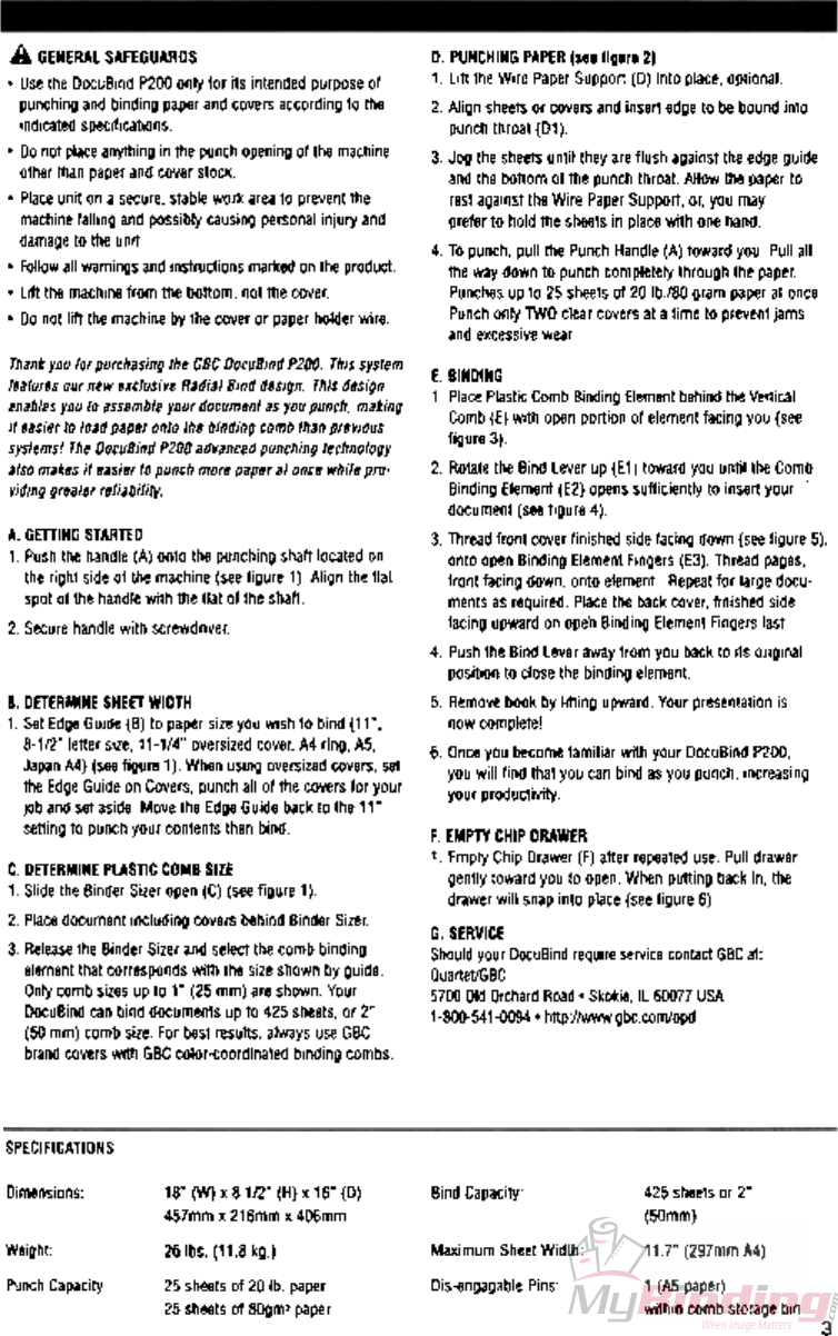 Page 4 of 4 - MyBinding Gbc-Docubind-P200-Users-Manual User Manual