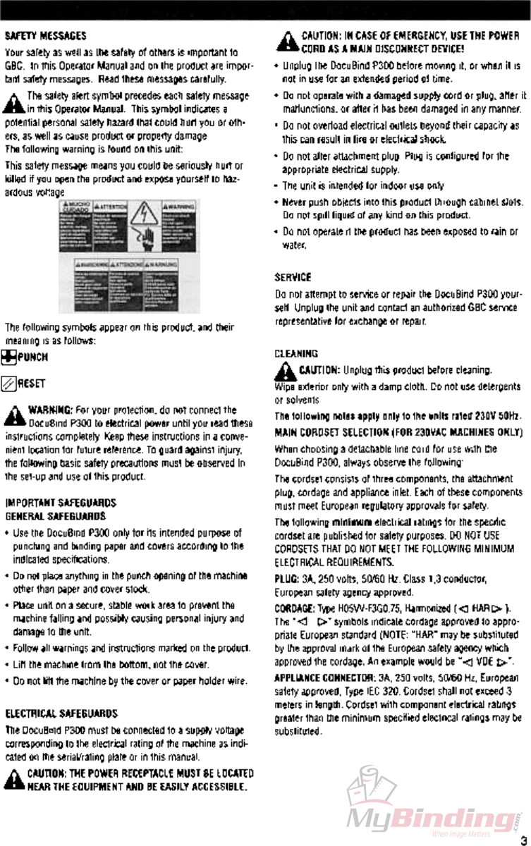 Page 3 of 5 - MyBinding Gbc-Docubind-P300-Users-Manual User Manual