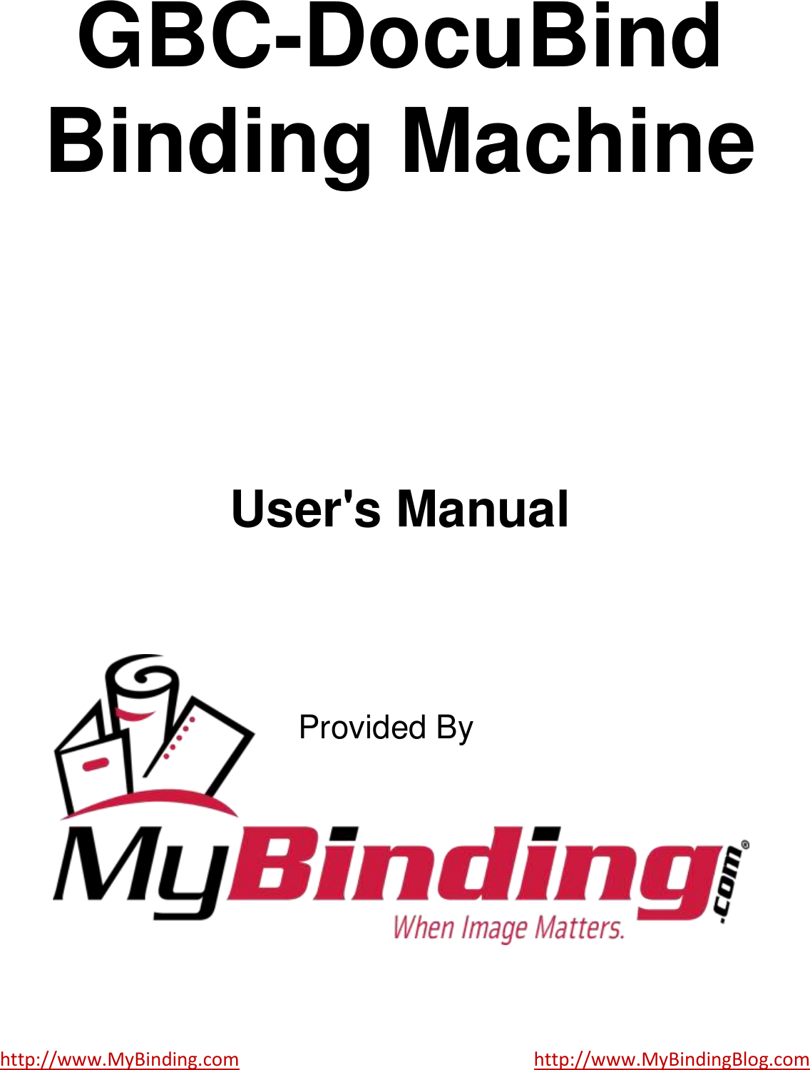 Page 1 of 5 - MyBinding Gbc-Docubind-Users-Manual User Manual