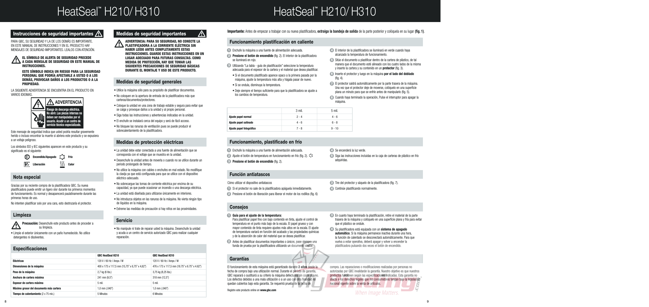 Page 5 of 6 - MyBinding Gbc-Heatseal-H210-H310-Pouch-Laminator-Users-Manual User Manual