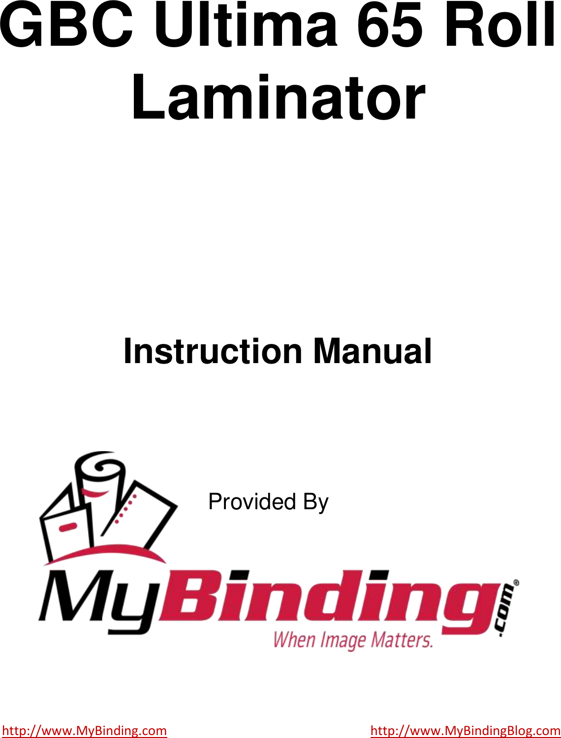 Page 1 of 11 - MyBinding Gbc-Ultima-65-Operating-Instructions User Manual
