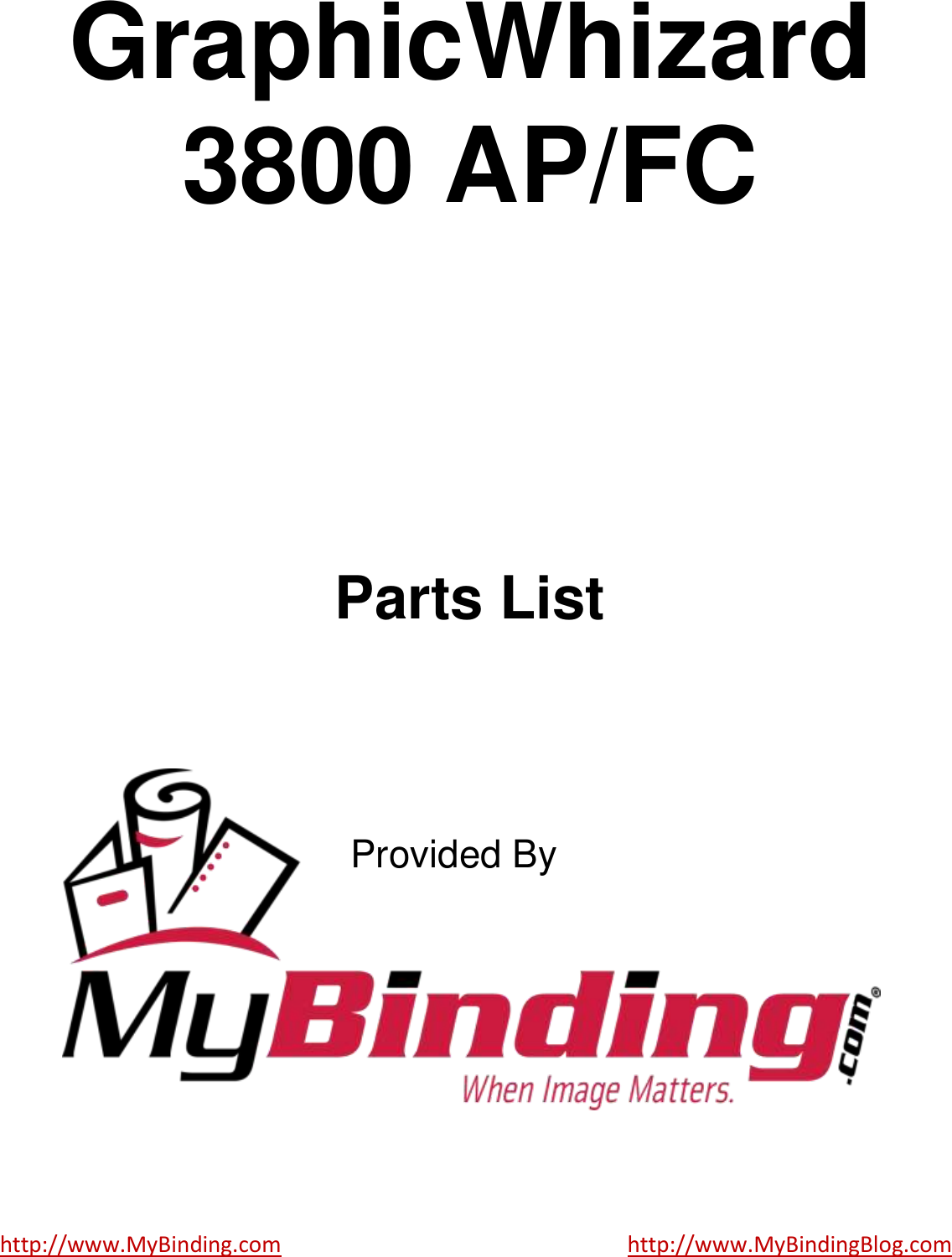 Page 1 of 7 - MyBinding Graphicwhizard-3800-Parts User Manual Graphic Whizard-3800-Parts