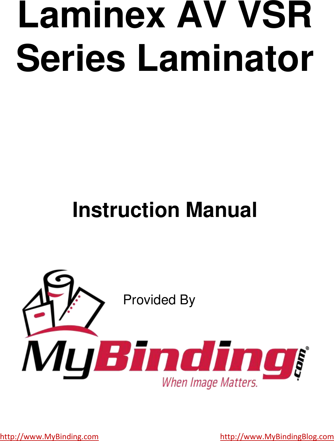 MyBinding Laminex Av Vsr Series Lam Manual User