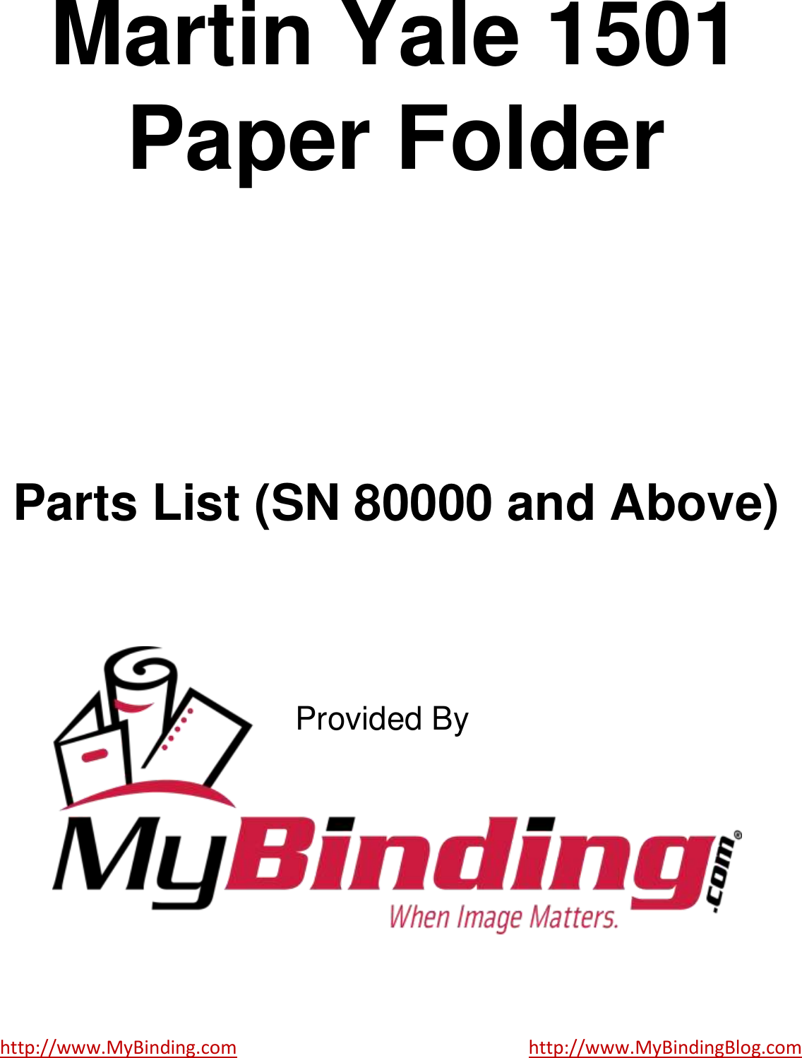 Page 1 of 4 - MyBinding Martin-Yale-1501-80000-Above-Parts-List User Manual