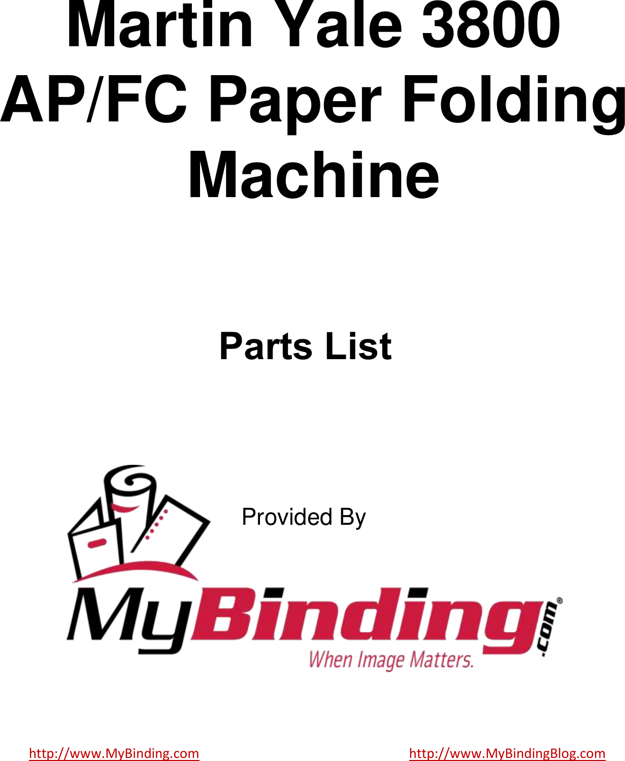 Page 1 of 7 - MyBinding Martin-Yale-3800Apfc-Parts-List User Manual