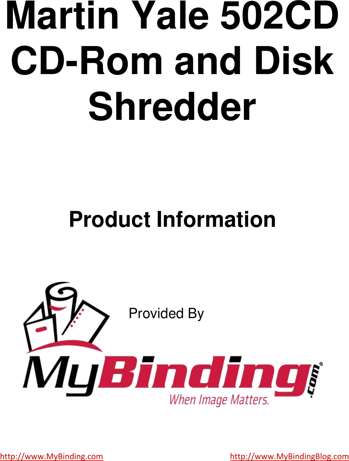 Page 1 of 3 - MyBinding Martin-Yale-502Cd User Manual