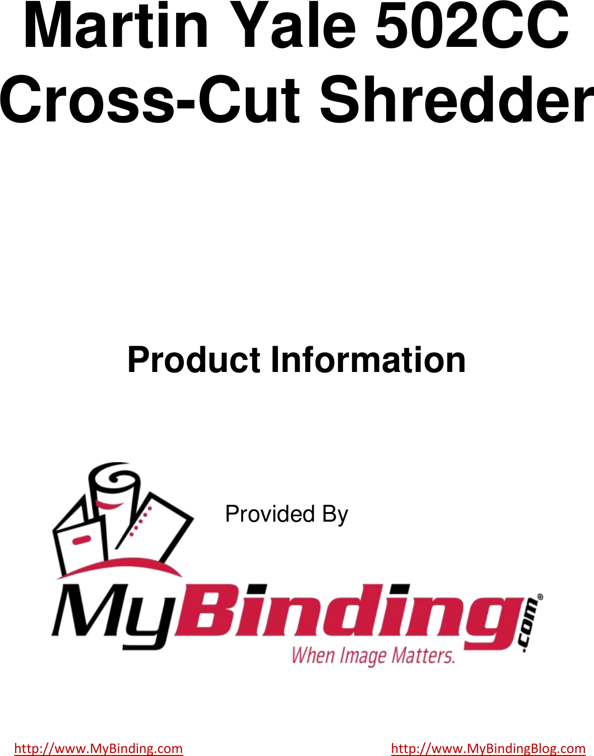 Page 1 of 3 - MyBinding Martin-Yale-502-Cross-Cut User Manual