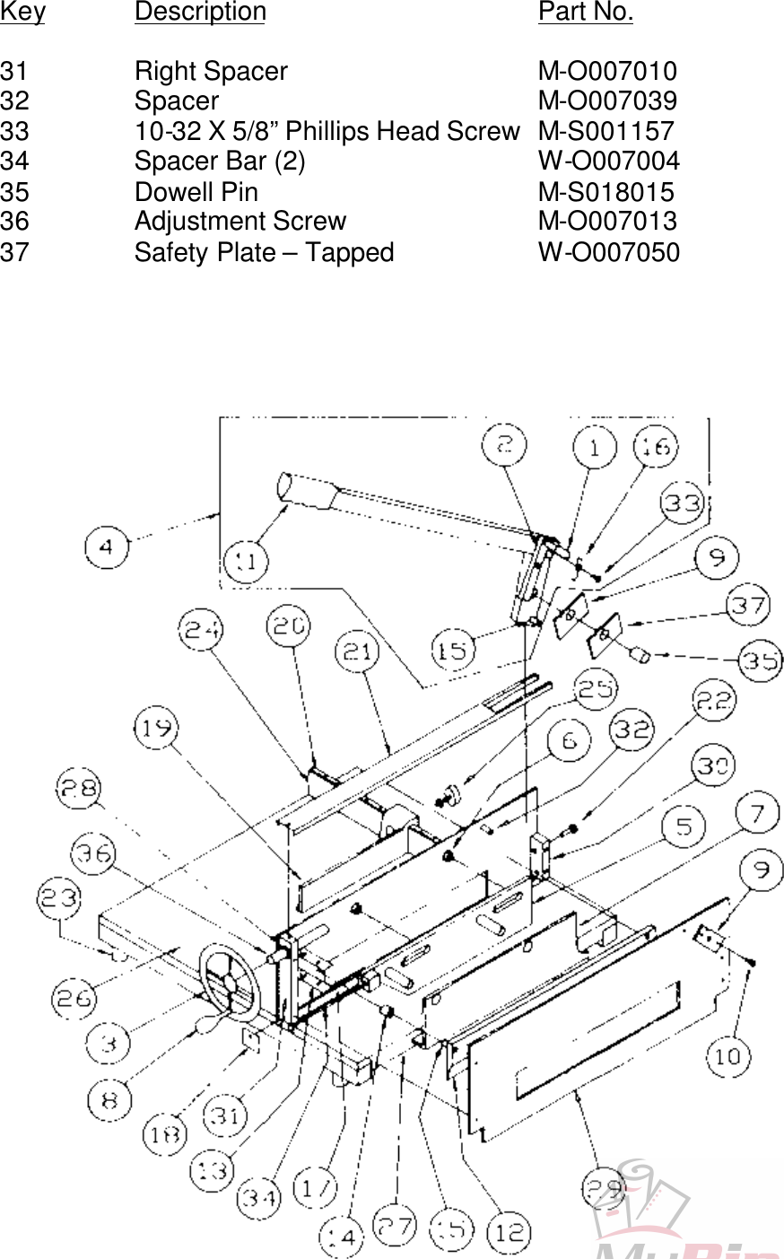 Page 3 of 3 - MyBinding Martin-Yale-7000E-Parts-List User Manual