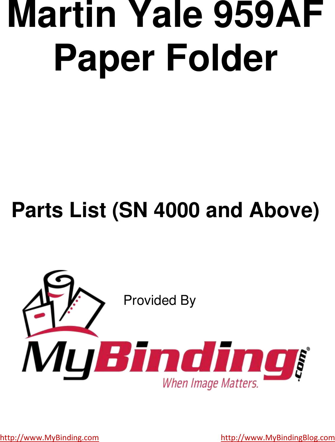 Page 1 of 8 - MyBinding Martin-Yale-959Af-Parts-List-For-Sn-4000-And-Above User Manual