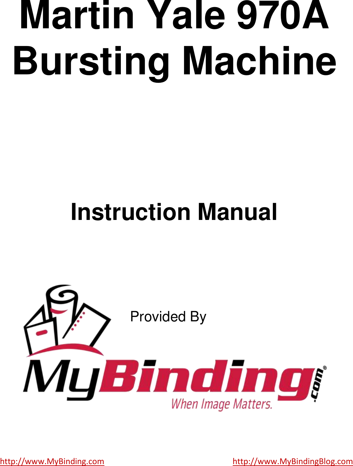 Page 1 of 5 - MyBinding Martin-Yale-970A-Burster-Instruction User Manual