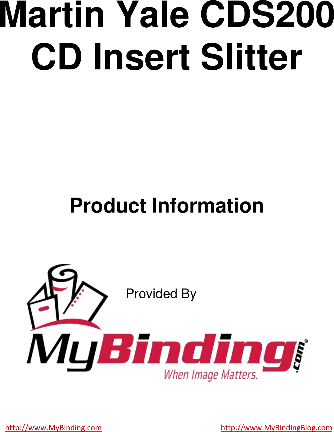 Page 1 of 2 - MyBinding Martin-Yale-Cds200 User Manual