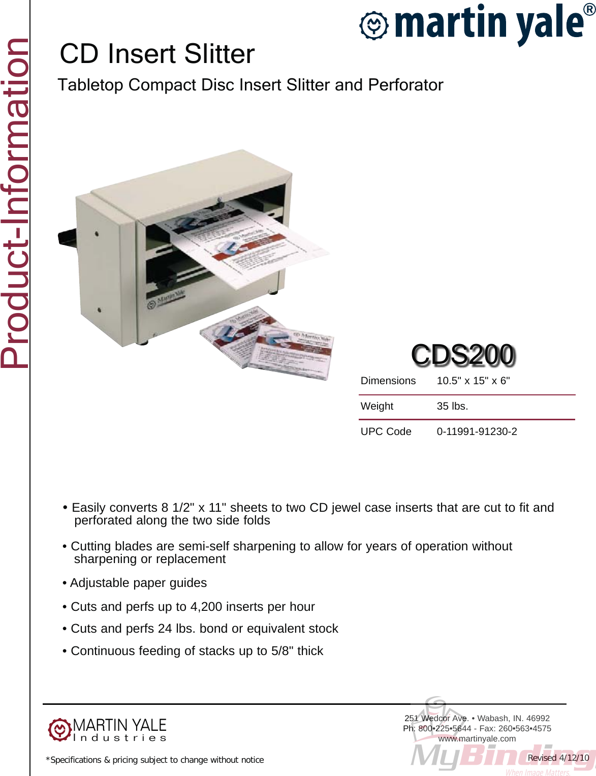 Page 2 of 2 - MyBinding Martin-Yale-Cds200 User Manual