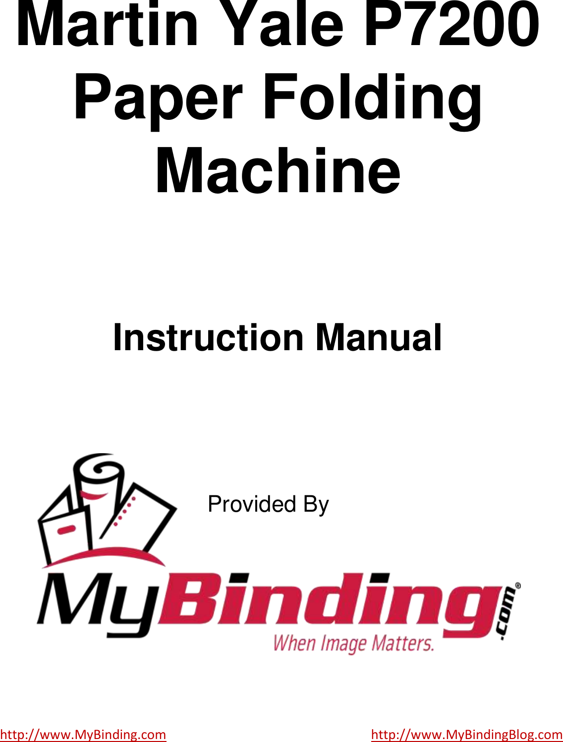 Page 1 of 5 - MyBinding Martin-Yale-P7200-Operation-Instructions User Manual
