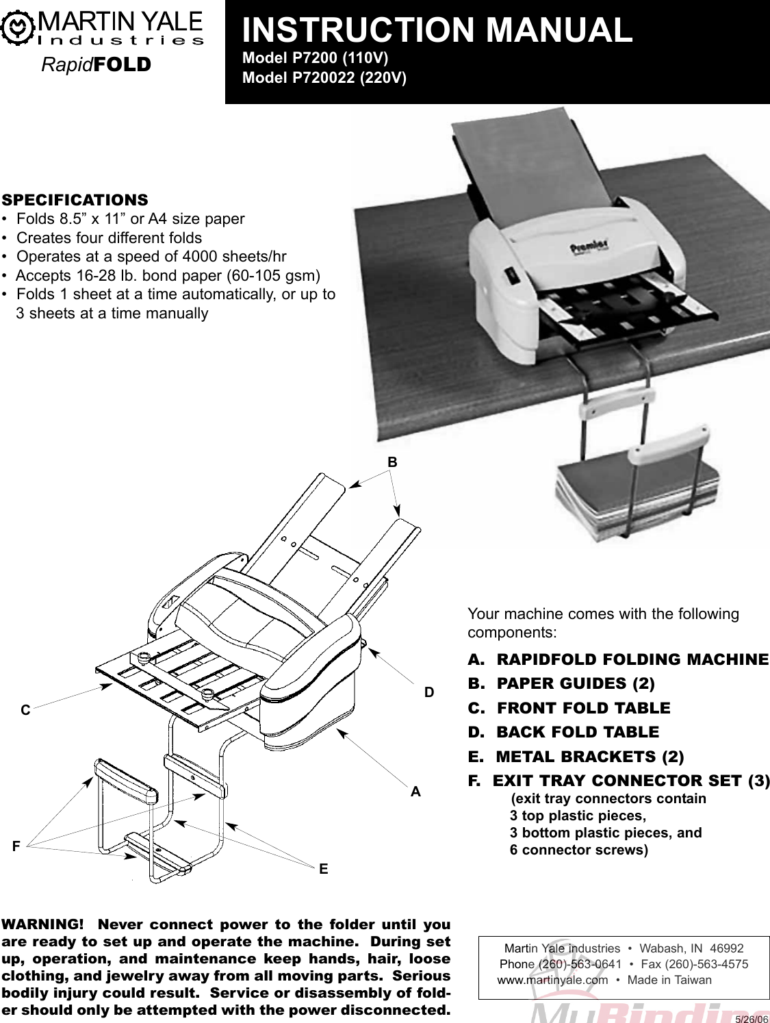 Page 2 of 5 - MyBinding Martin-Yale-P7200-Operation-Instructions User Manual